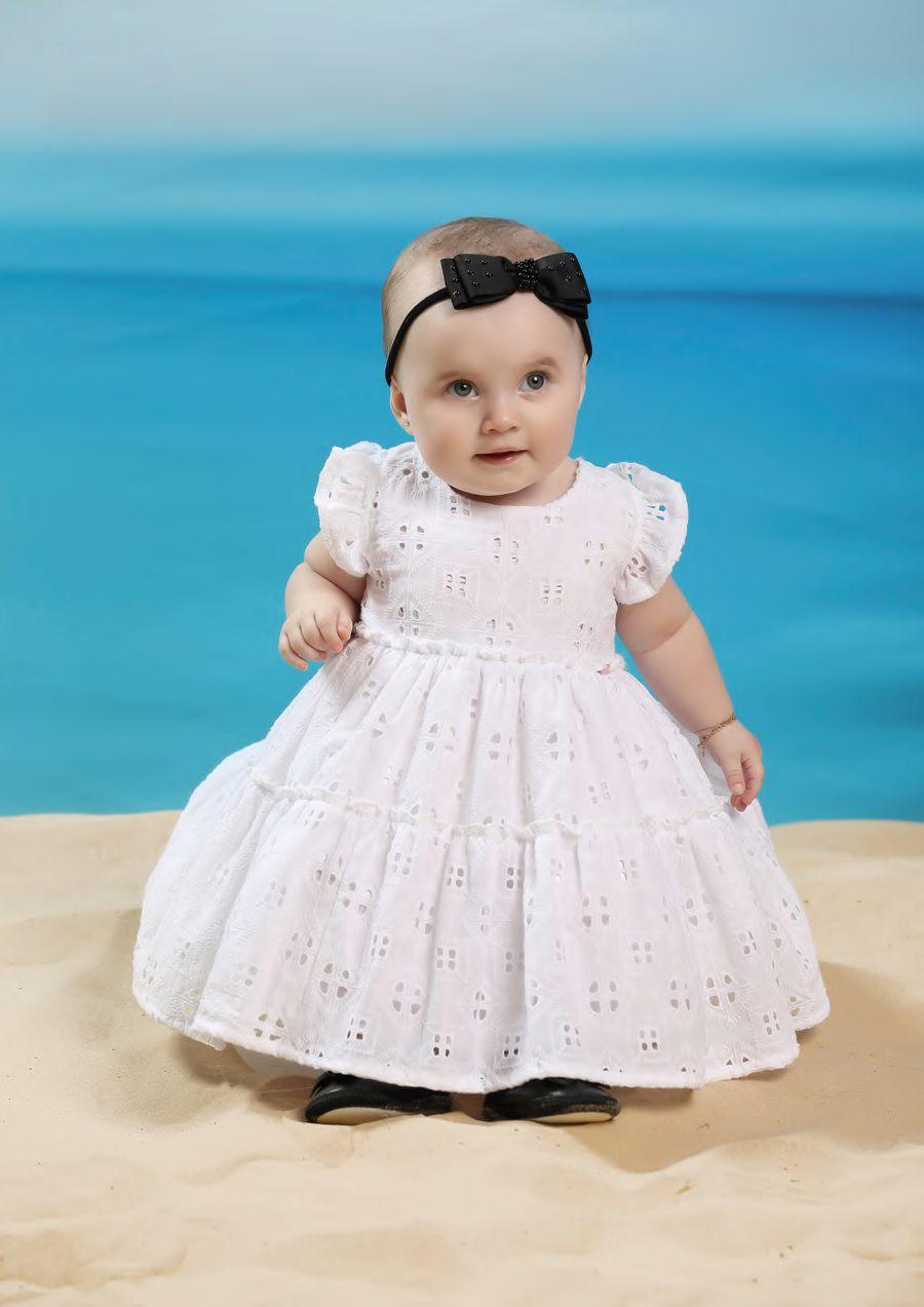 Vestido Infantil Vestido Branco Bebe Bebê Menina Vestido Branco