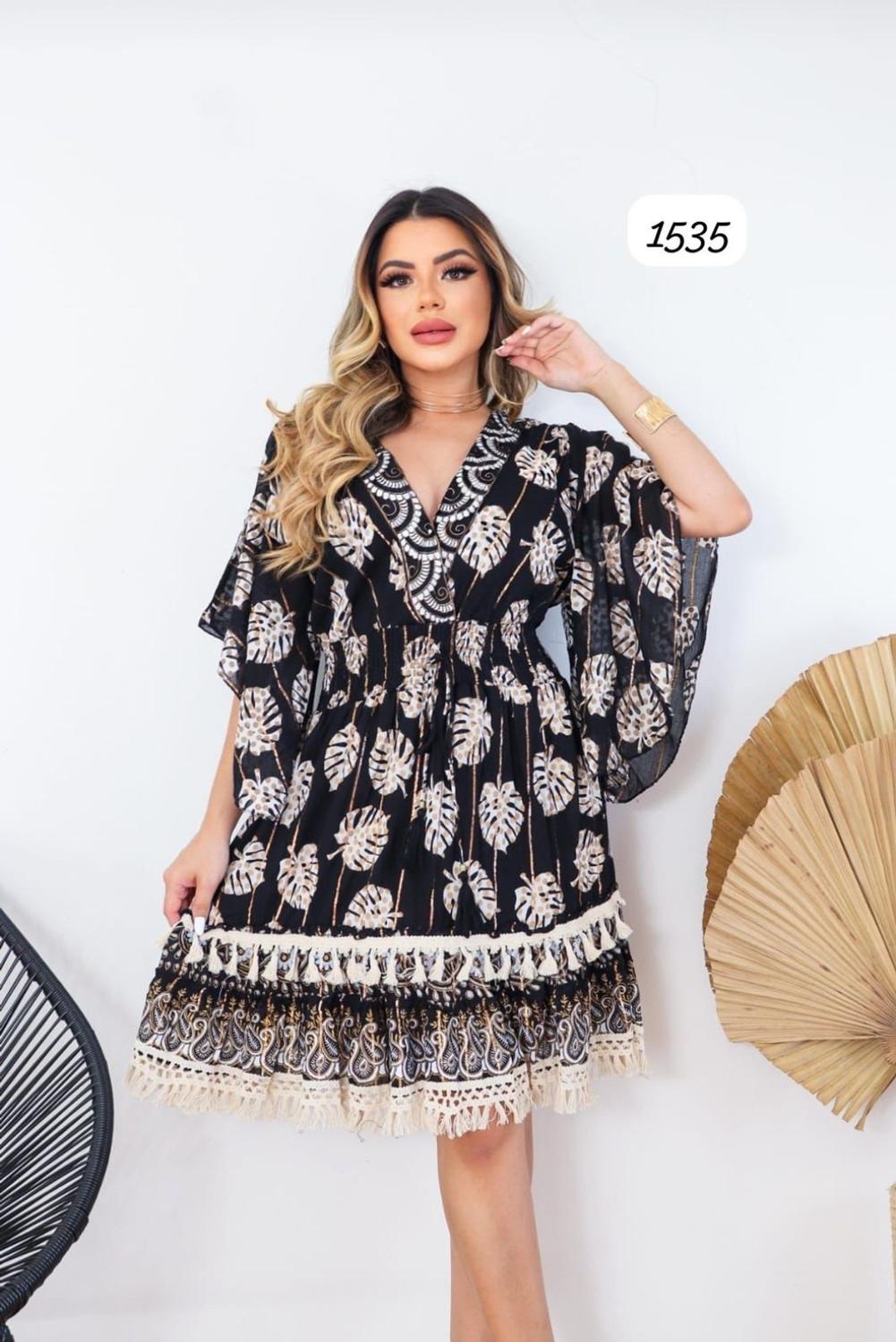 Plus Size Vestido Curto Manga Morcego Vestido Plus Size Estampado