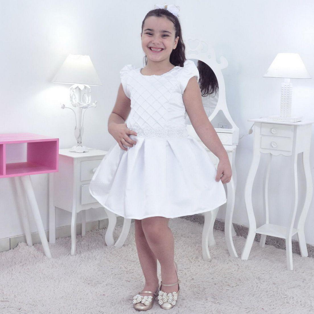 Vestido Branco Com Renda - Comunhão de Menina - Moderna Meninas - Vestido  Infantil - Magazine Luiza
