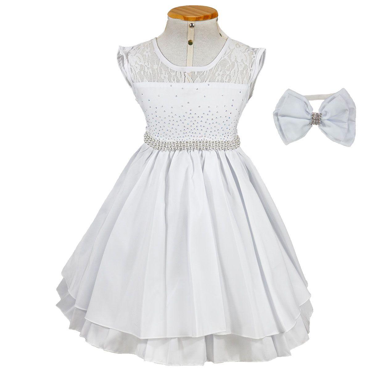 vestido branco renda infantil