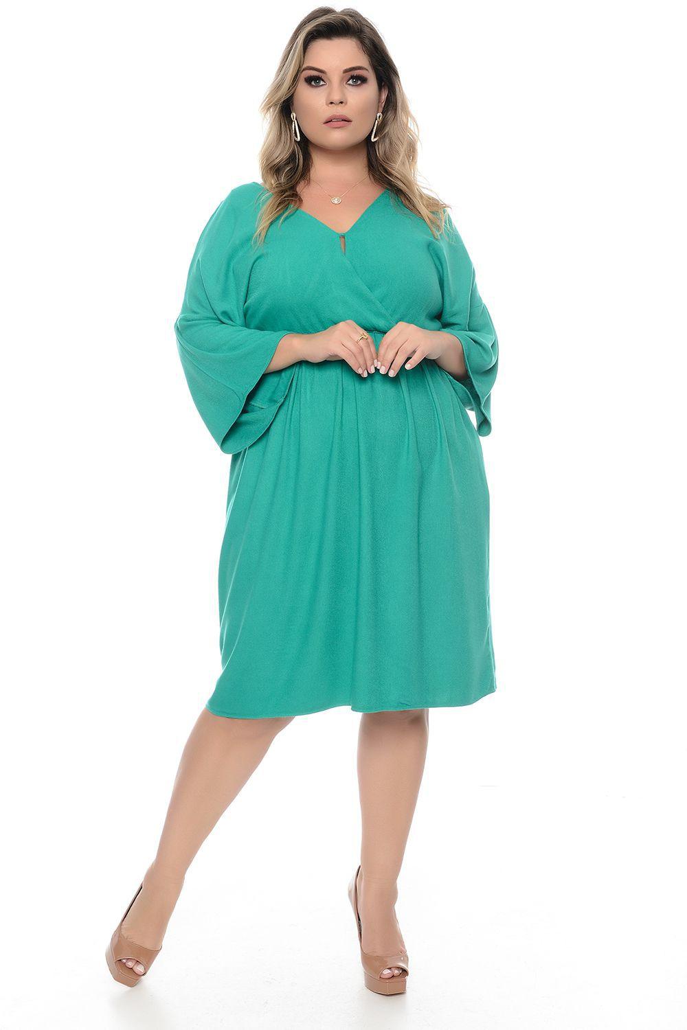 vestido verde agua plus size