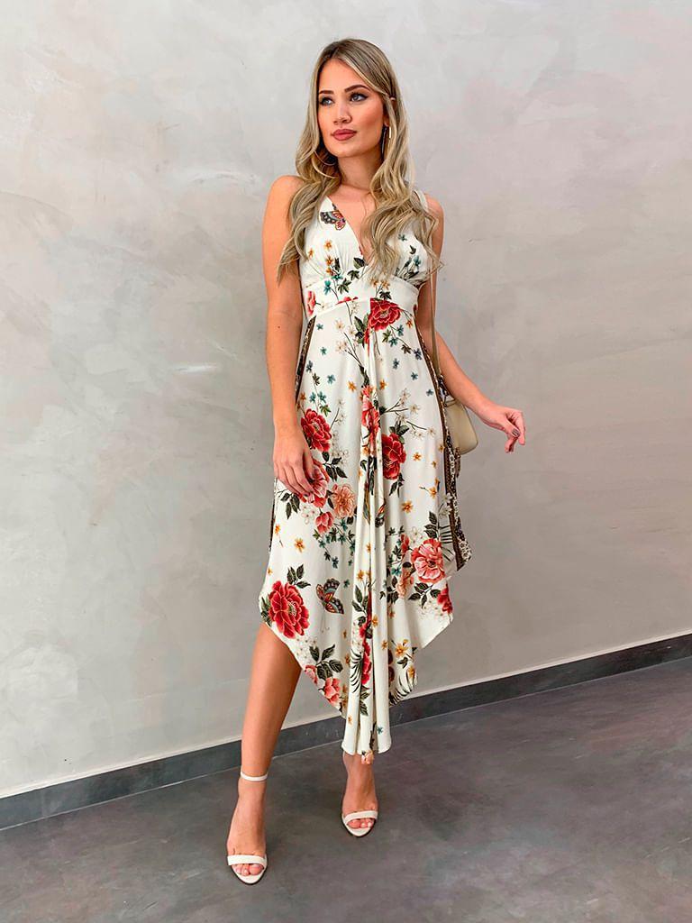 vestido cropped floral esther