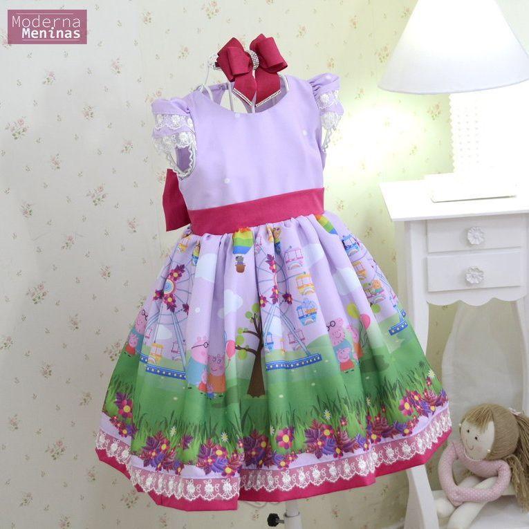 vestido infantil peppa pig para festa