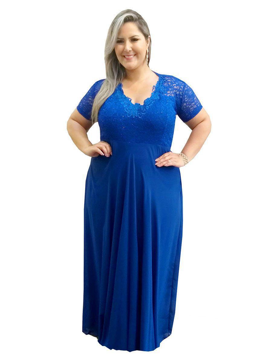 vestido plus size azul