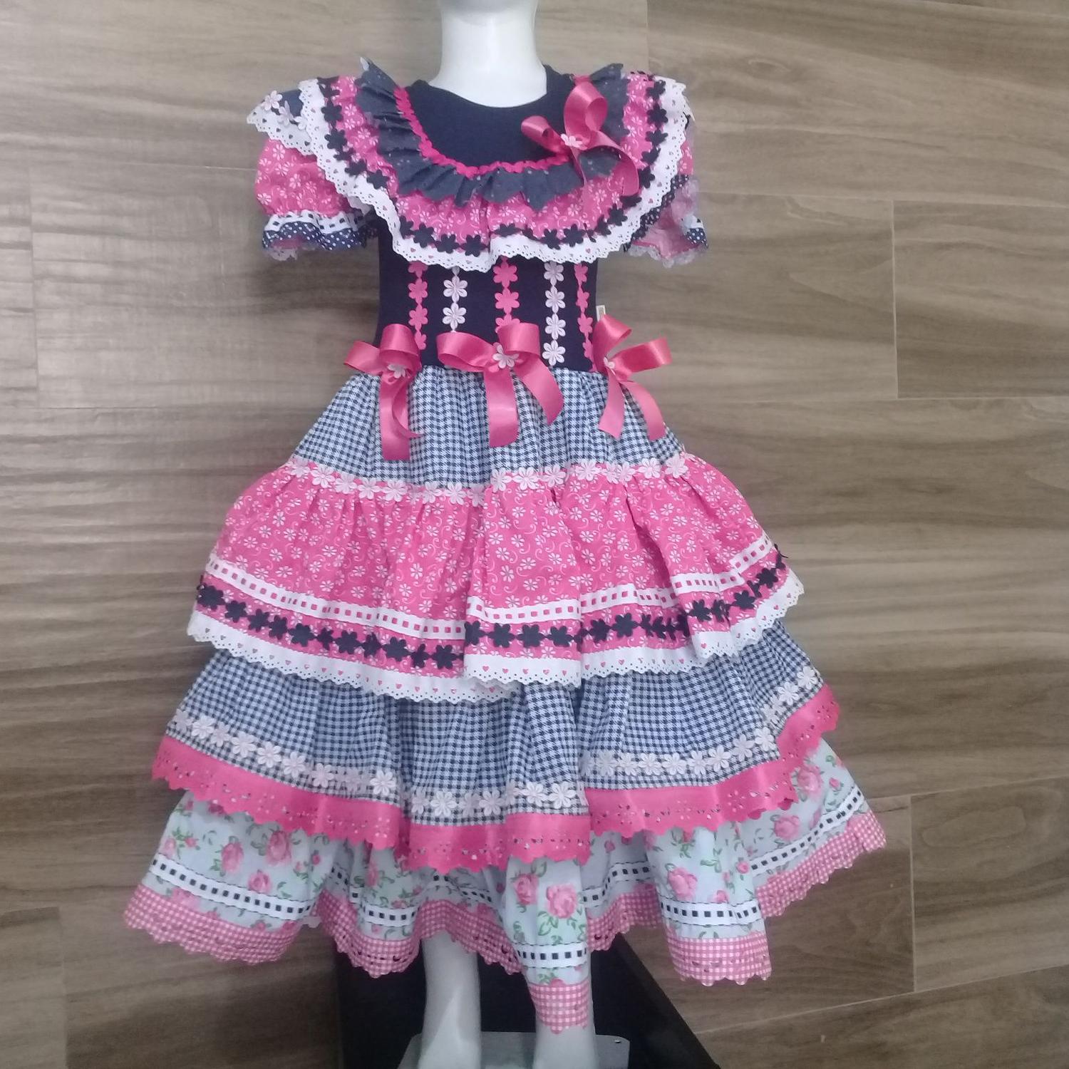 vestido festa junina infantil luxo