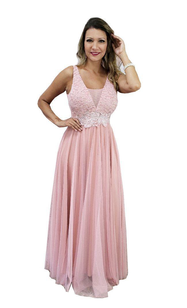 vestido para formatura longo rose