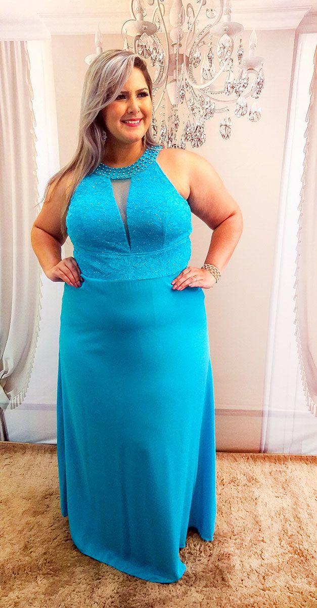 vestido azul tiffany plus size