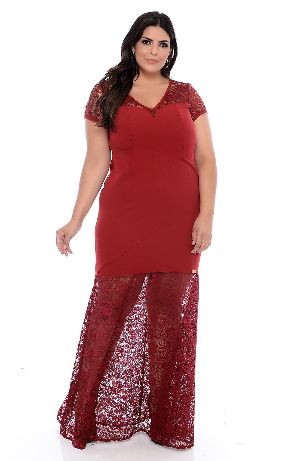 vestido de festa plus size vermelho