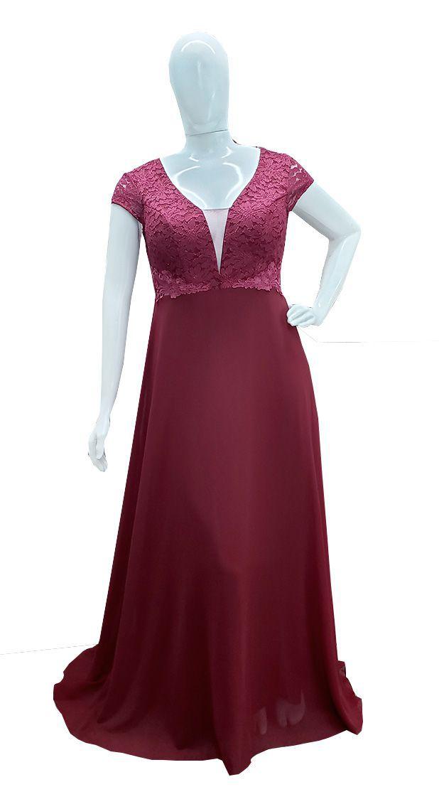 vestido madrinha marsala plus size