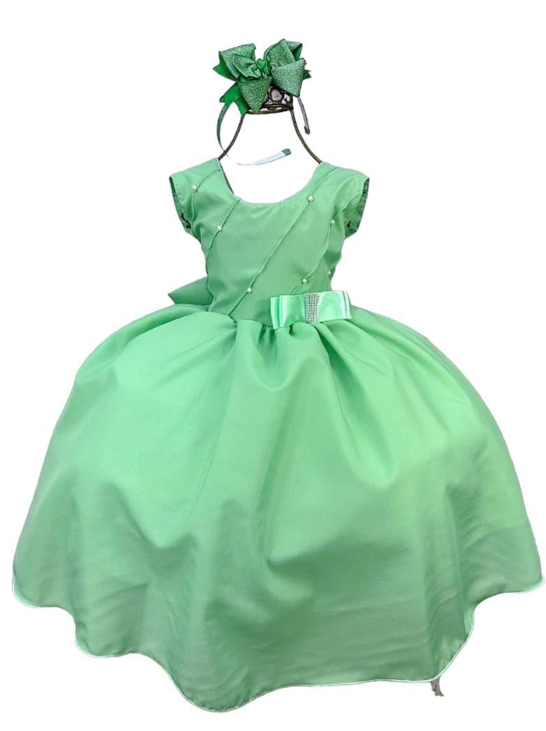 Vestido Verde Roupa Da Tiana Vestido De Festa/ Verde/Princesa