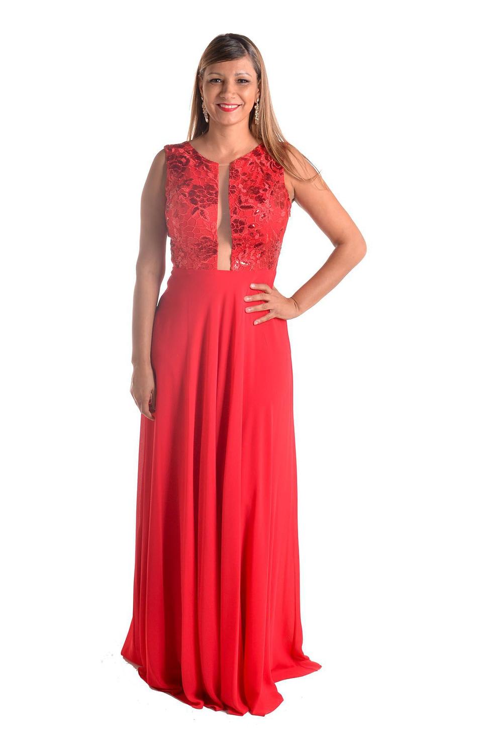 vestido de madrinha vermelho renda