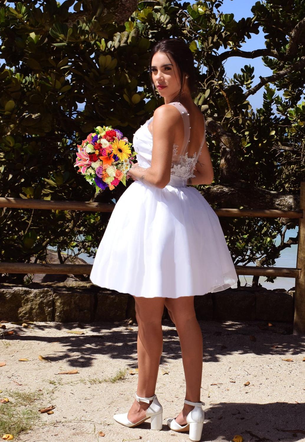 Vestido De Noiva Curto Casamento Praia Civil Costa Renda - PARTYLIGHT DAS NOIVAS - Vestido de Noiva - Magazine Luiza