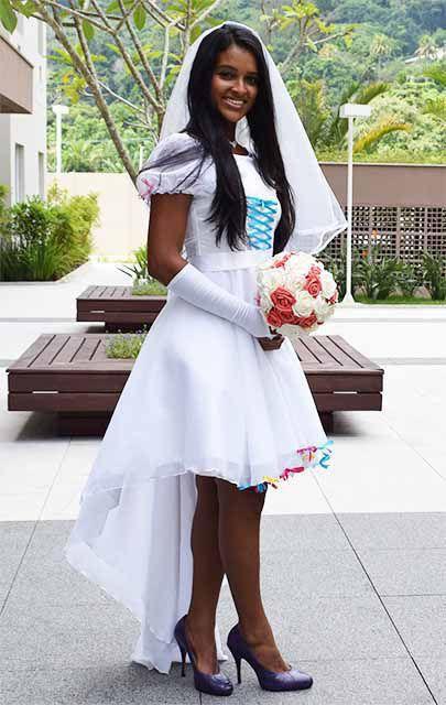 Vestido de noiva mullet de festa junina caipira com luva e - PARTYLIGHT ATELIER NOIVAS - Vestido de Noiva - Magazine Luiza