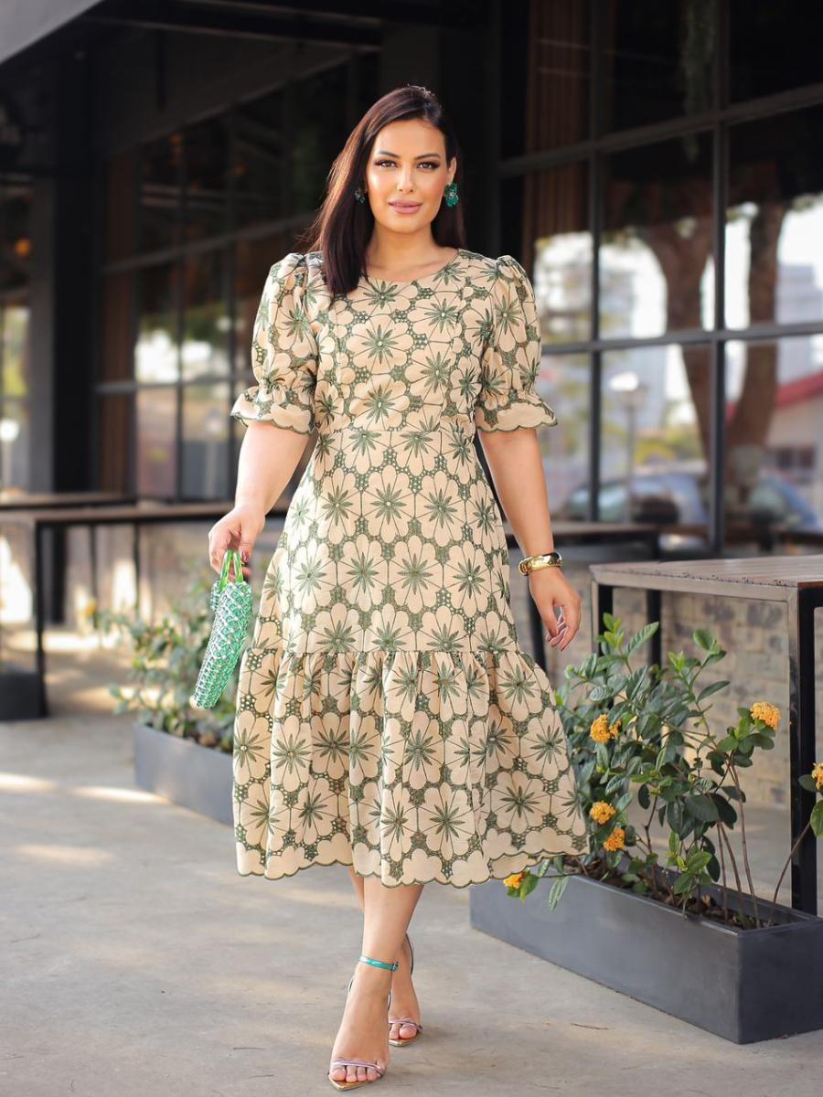 Moda Evangelica Vestido De Malha Rodado Estampado Vestido Malha