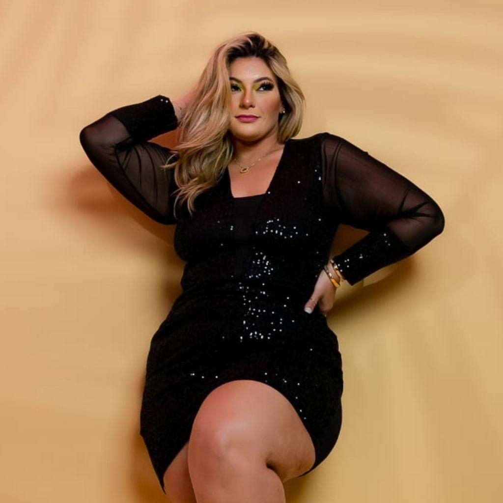 Paetês Vestido De Tule Bordado Plus Size Comprar Ever-Pretty