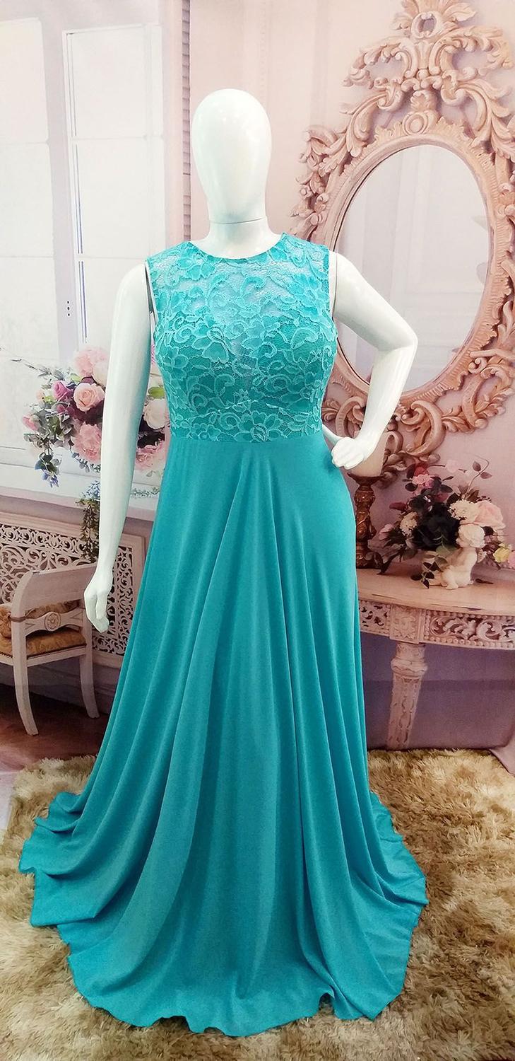 vestido de madrinha azul tiffany plus size