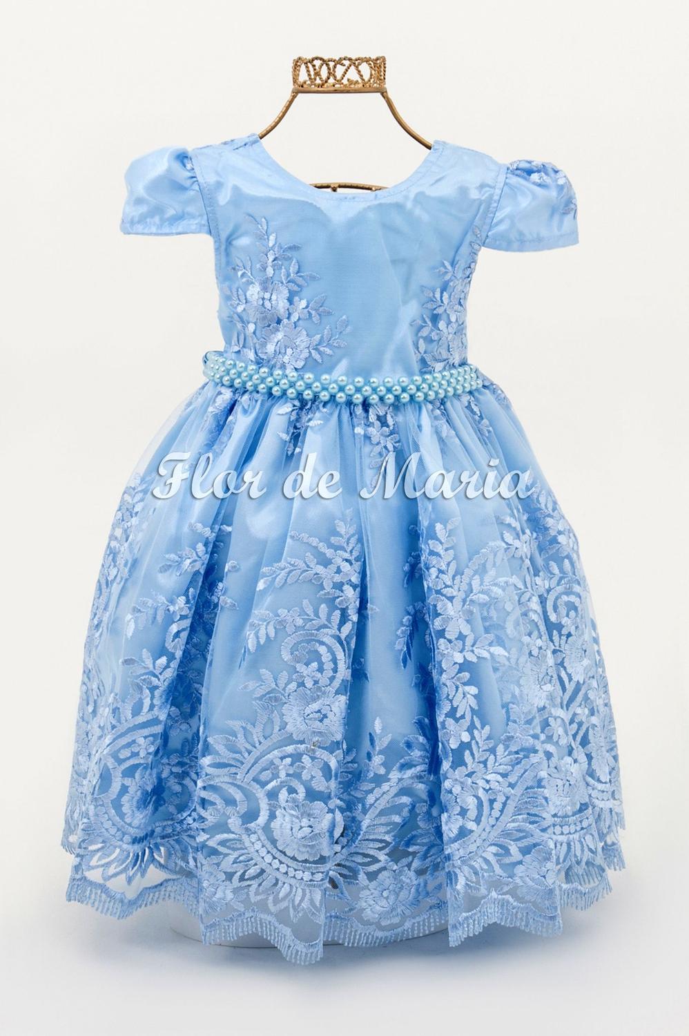 vestido azul de festa infantil