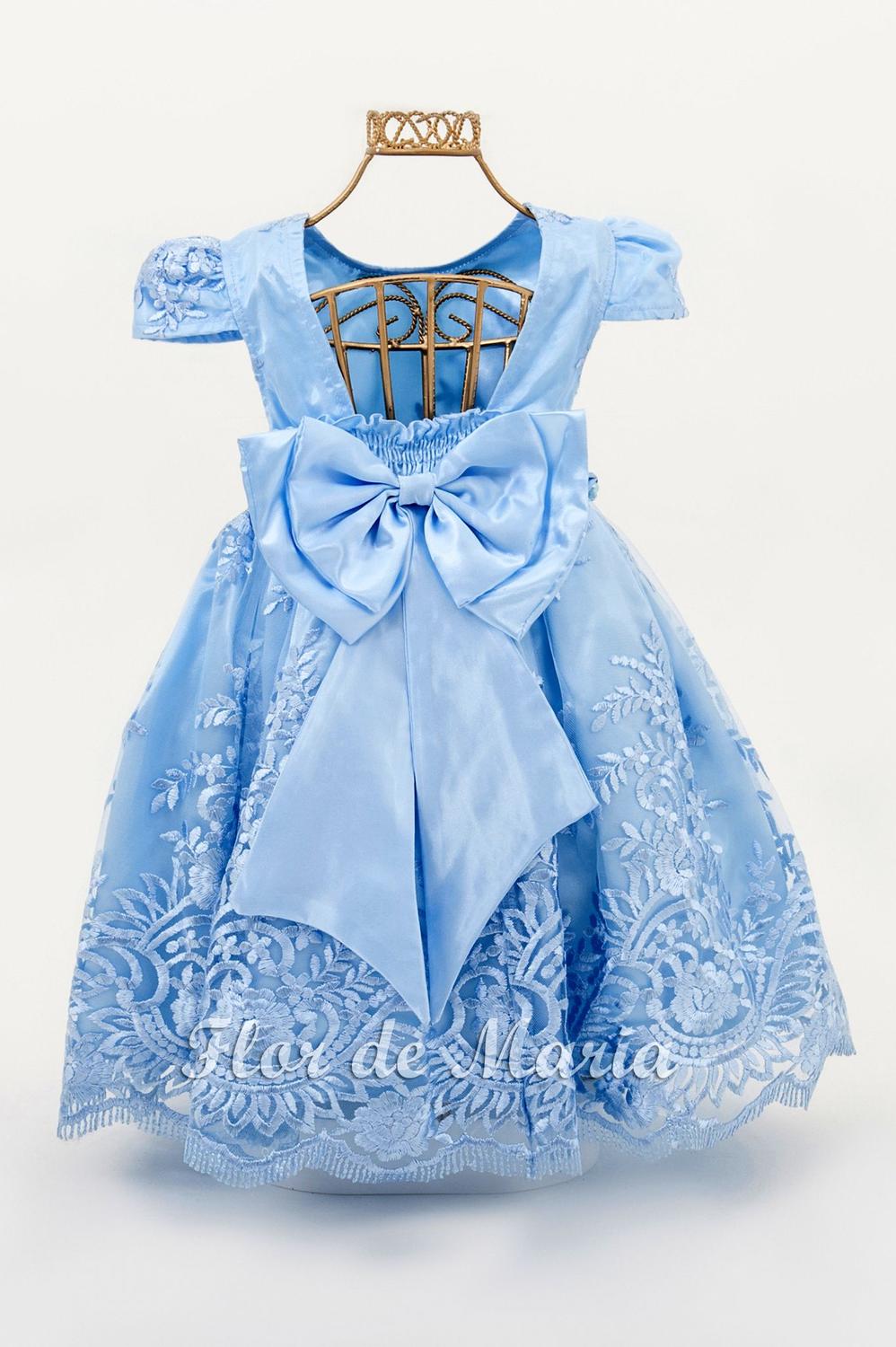 vestido de daminha azul royal