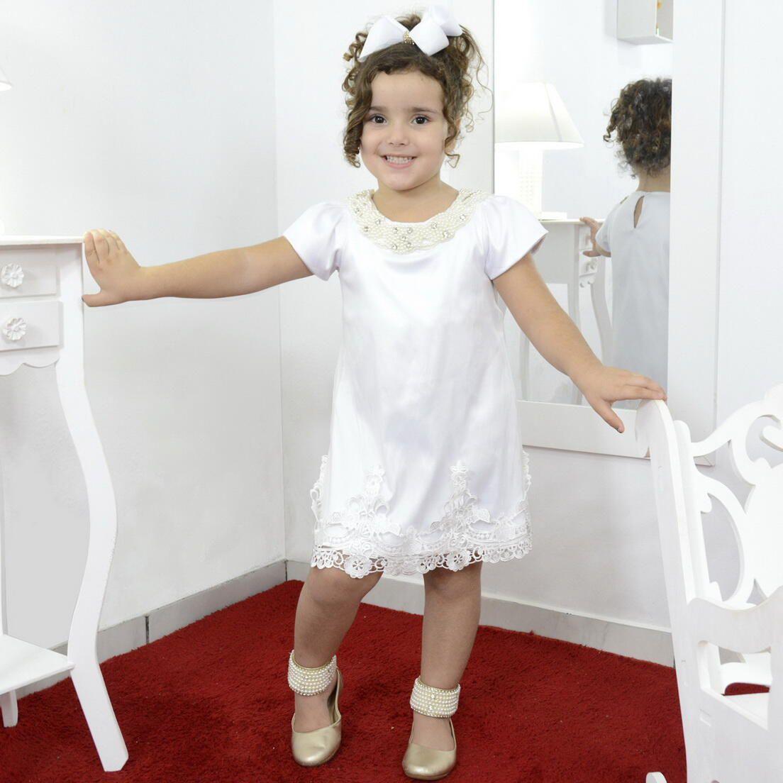 Vestido Infantil Festa Branco