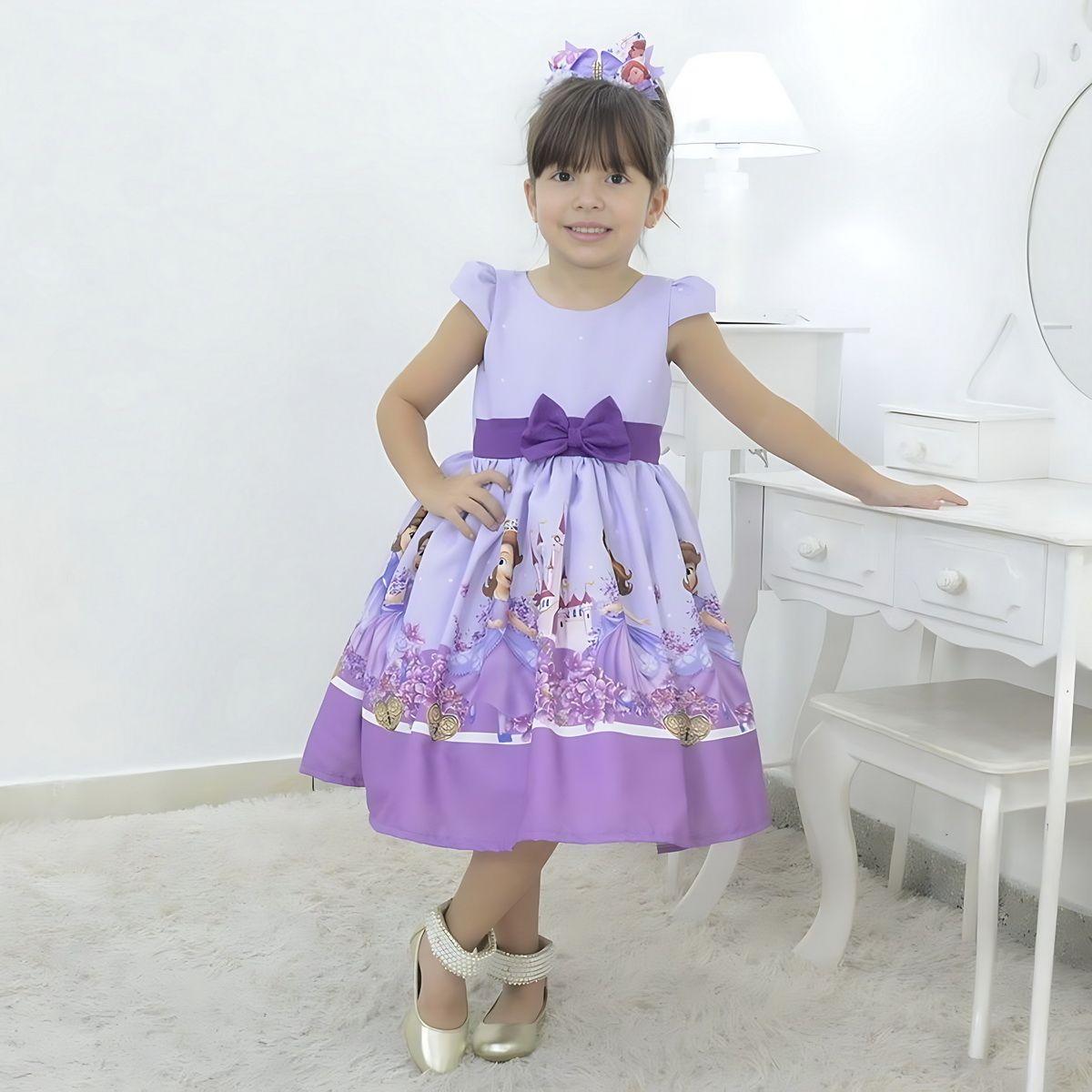 vestido infantil lilas vestido de festa da princesinha sofia