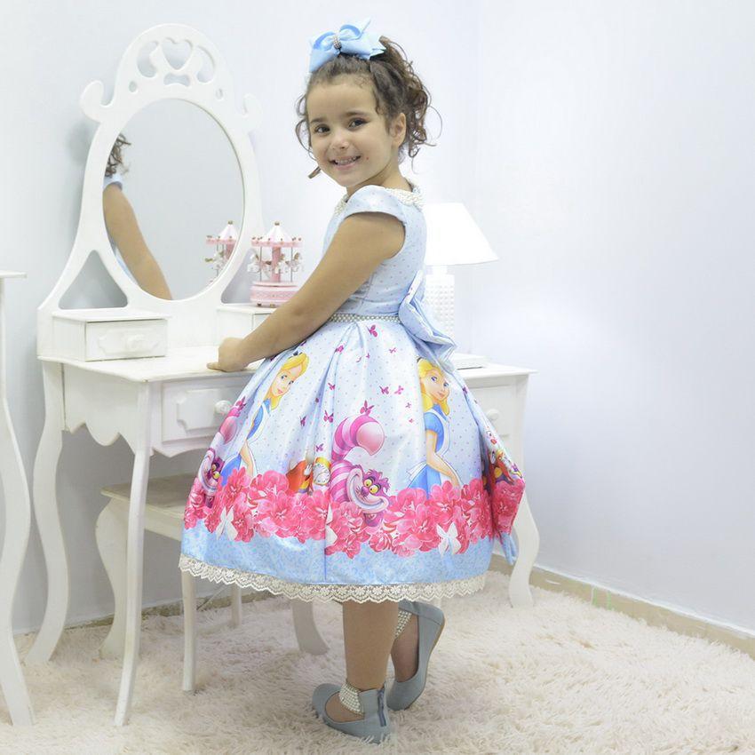 vestido de festa infantil alice no pais das maravilhas