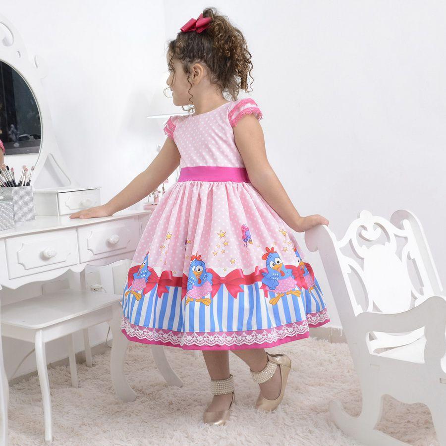 vestido de aniversario tema galinha pintadinha