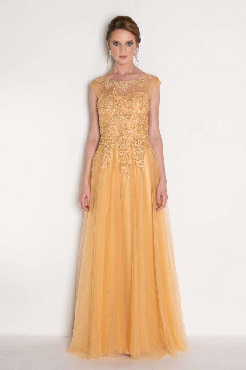 vestido para festa dourado