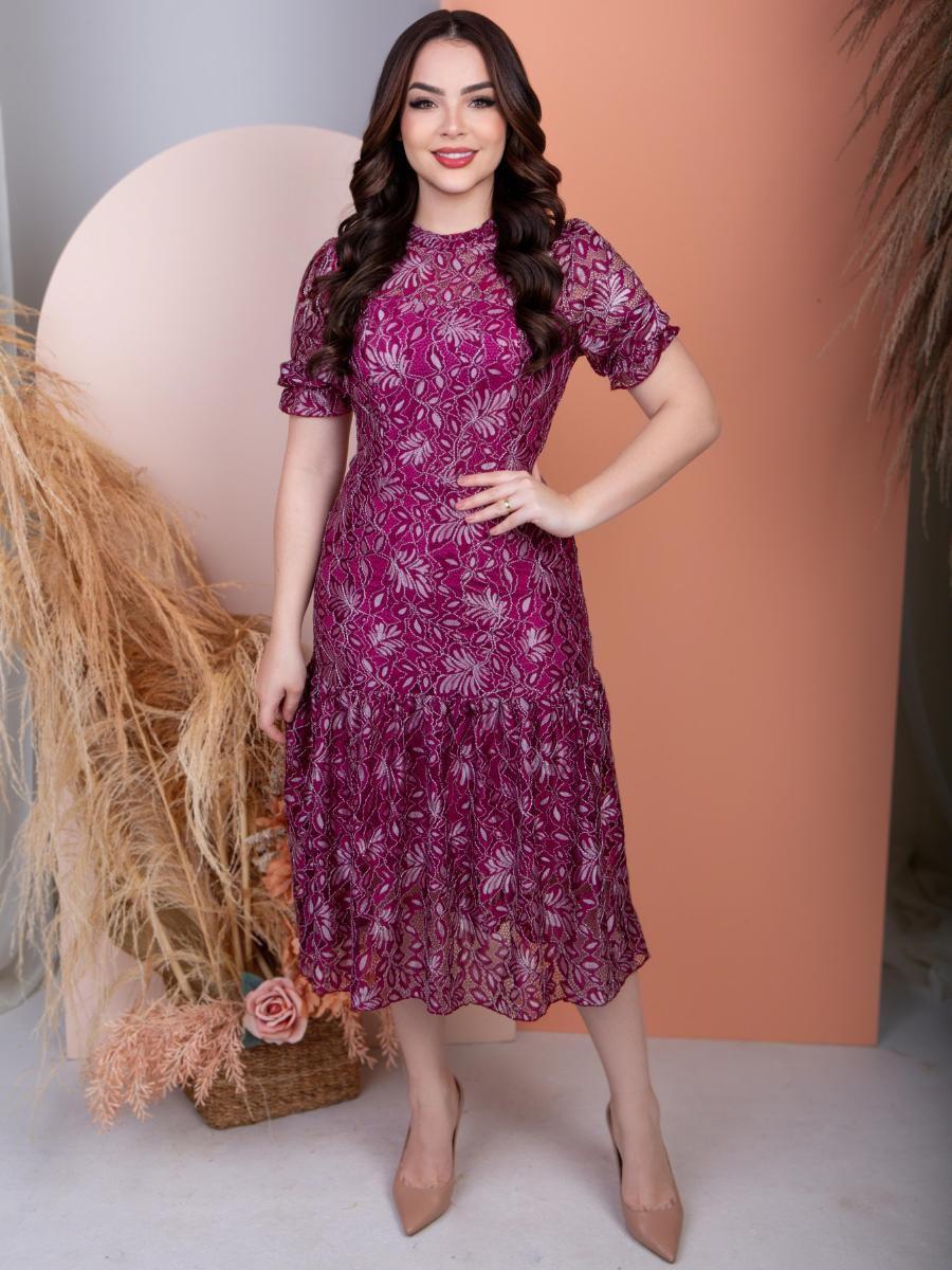 Vestido Midi Vestido Madrinha Com Manga Curta Vestido Festa Midi