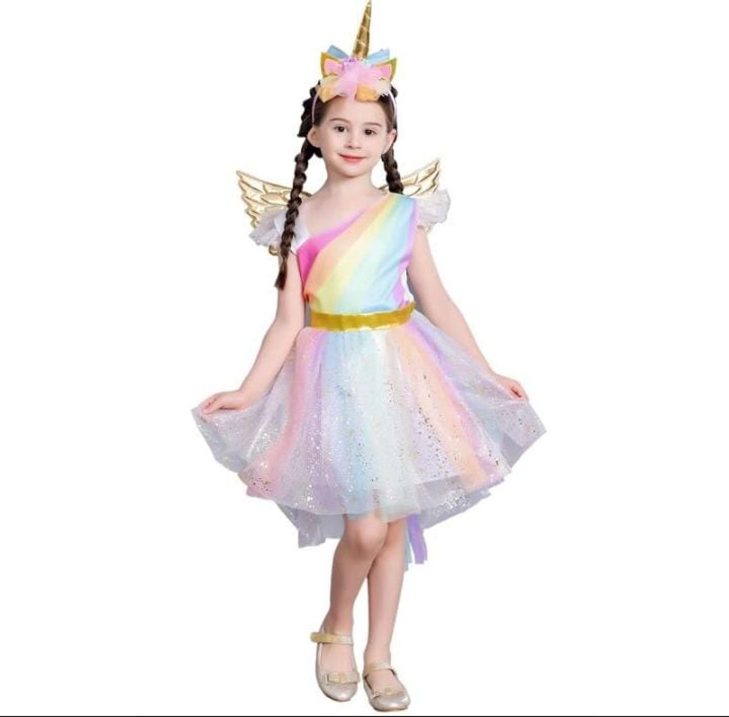 vestido de unicórnio de 6 anos