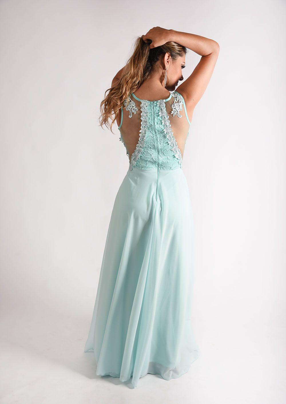 vestido longo verde tiffany mercado livre