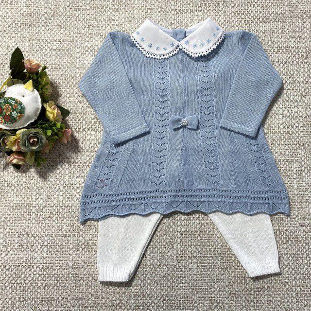 Vestido FLOR DE SEDA - Azul pó com branco - Sonho de Bebê - Vestido para  Bebês - Magazine Luiza