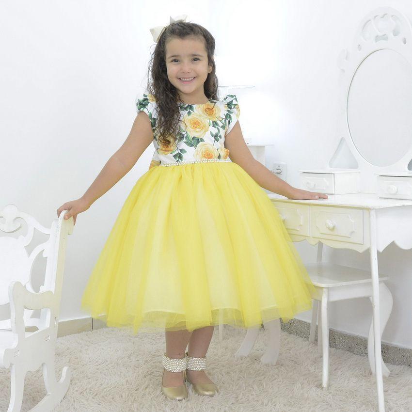 Change Skiing Enroll Vestido Floral infantil com saia de tule amarela - Moderna Meninas -  Vestido Infantil - Magazine Luiza