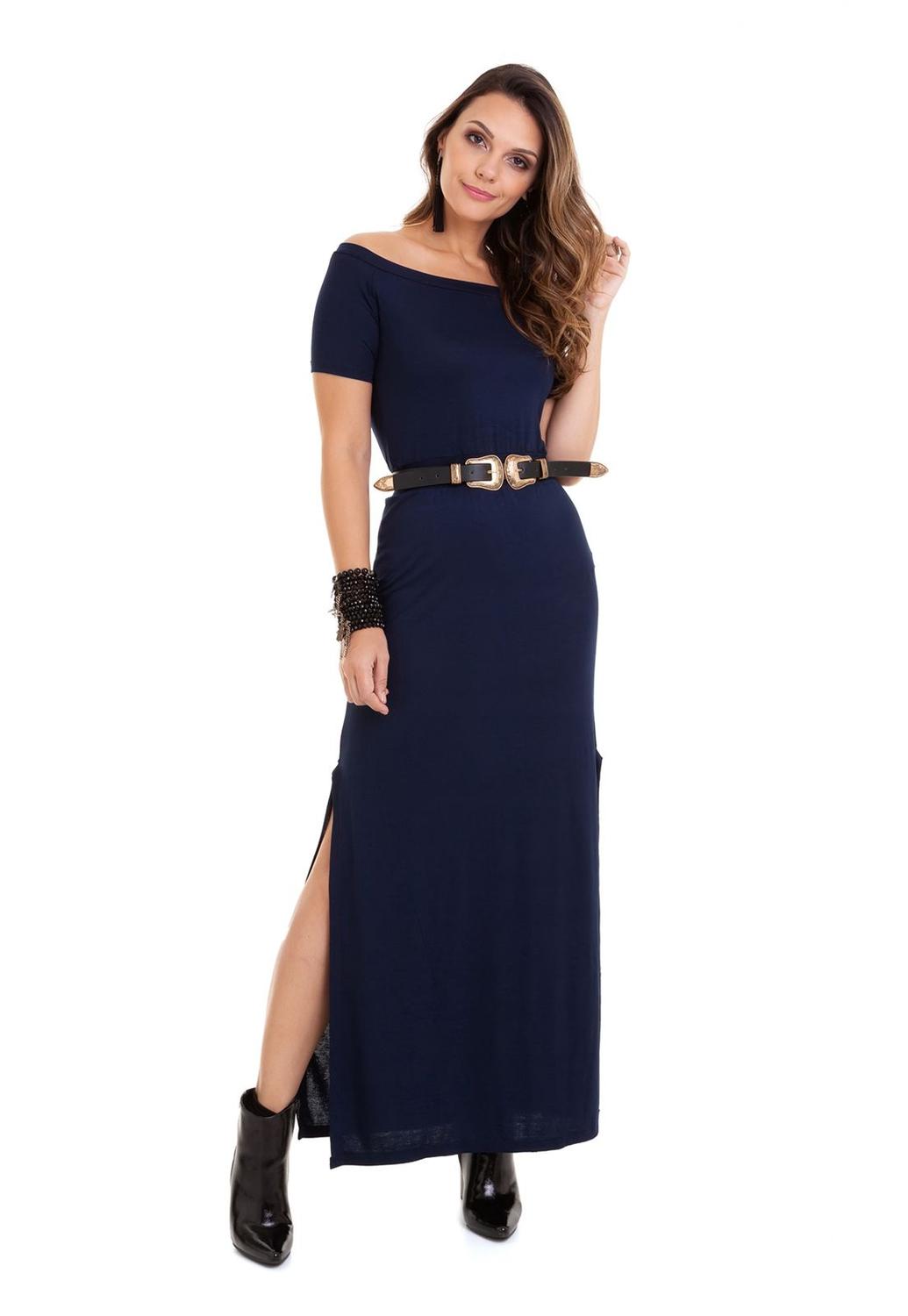 vestido social gola canoa