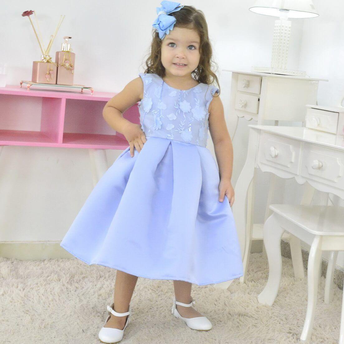Vestido De Formatura Infantil Azul Bebê Vestido Infantil Festa