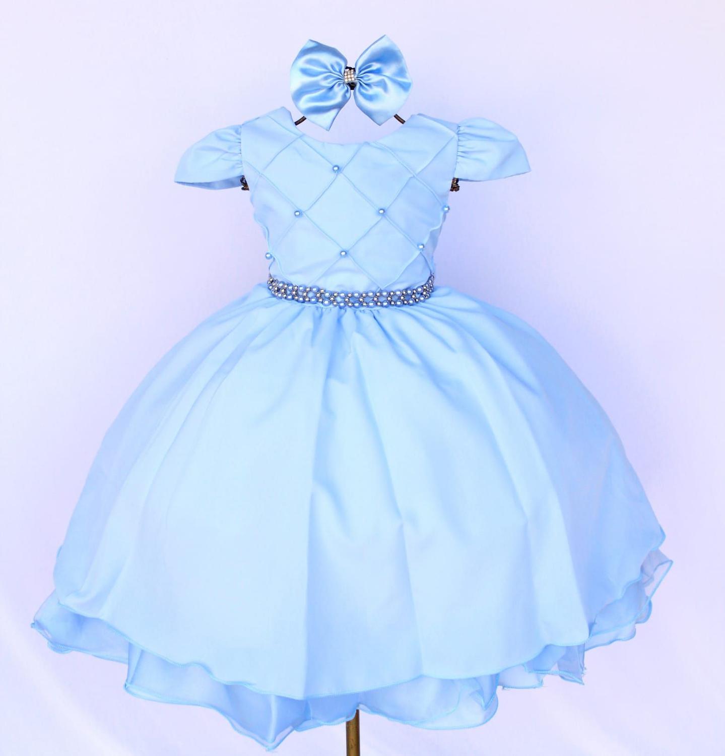 Vestido Infantil Tema Frozen Azul Luxo Aniversário - Pingo de Gente Baby  Kids