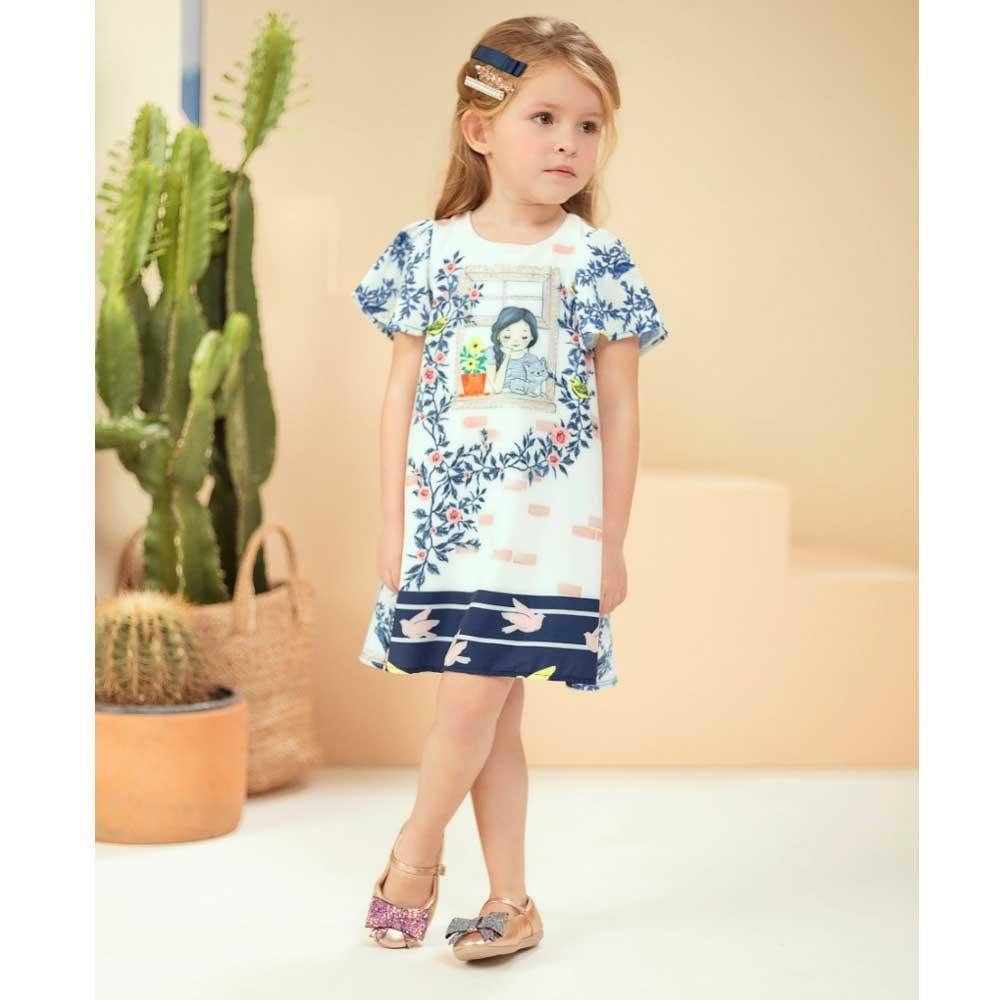 vestido infantil de tecido estampado