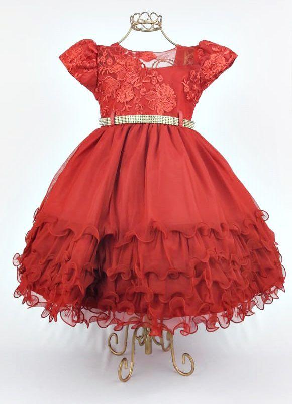 vestido festa 1 ano vermelho