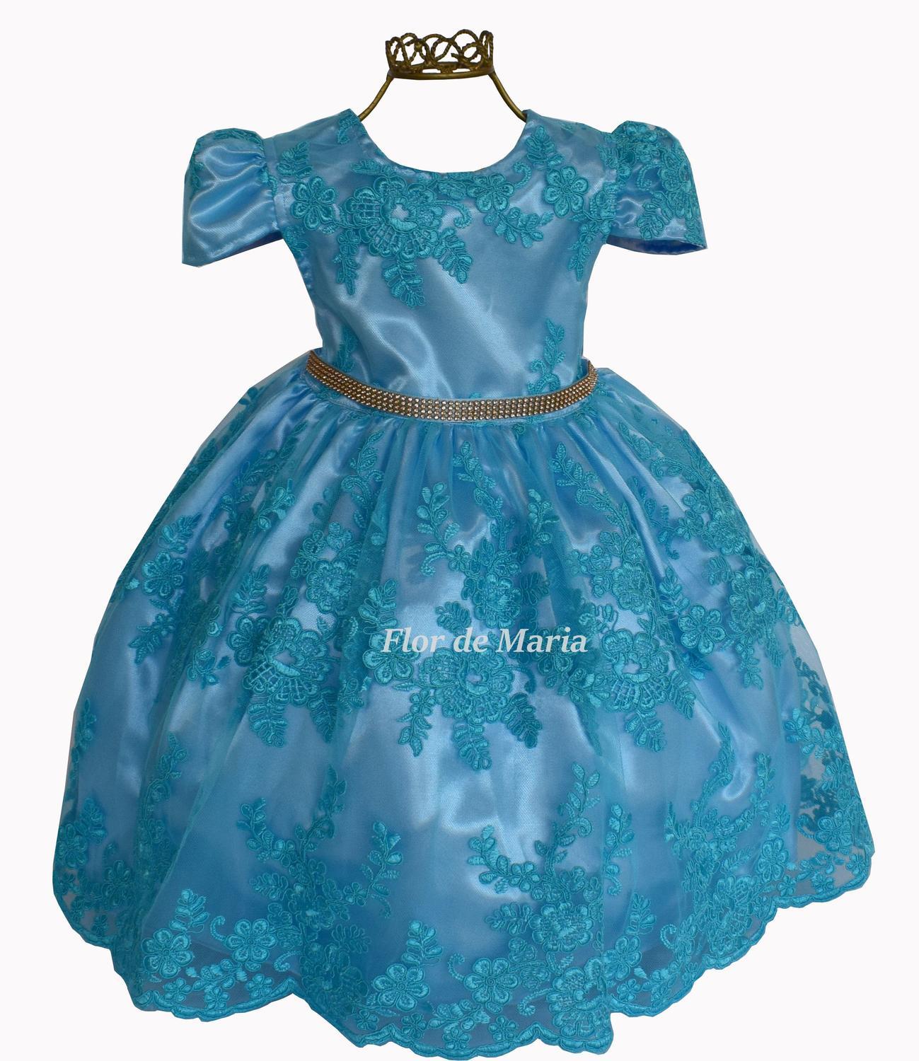 vestido de festa azul tiffany infantil