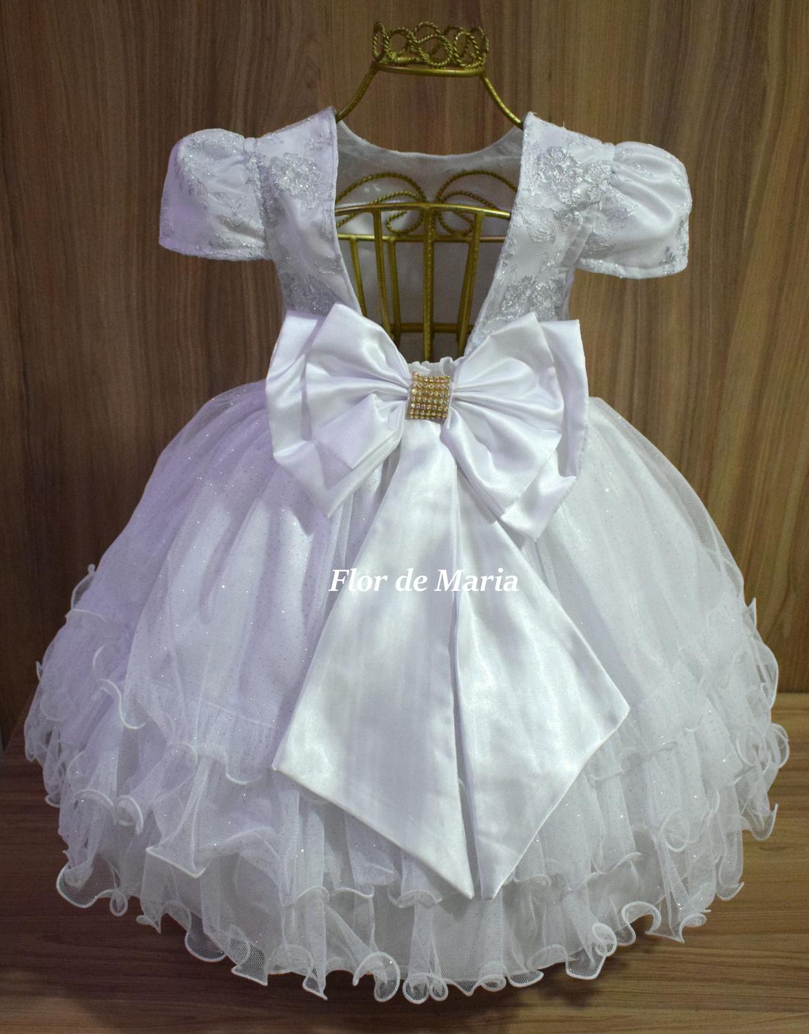 vestido luxo infantil branco