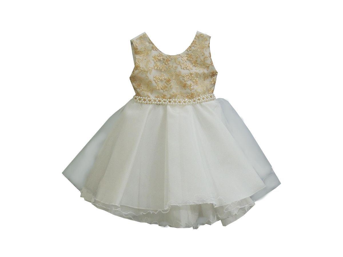 vestido infantil preto e dourado