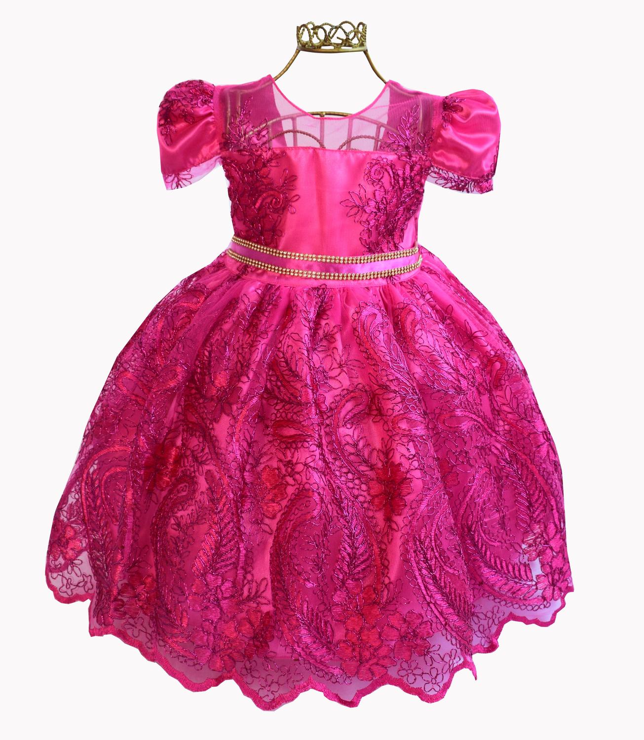 vestido de festa pink infantil