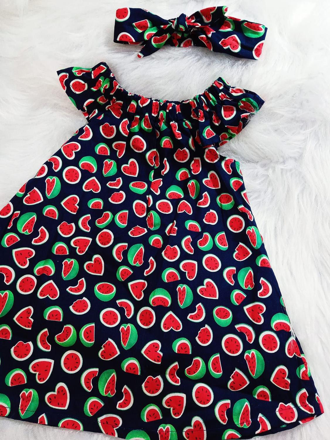 vestido infantil tema melancia