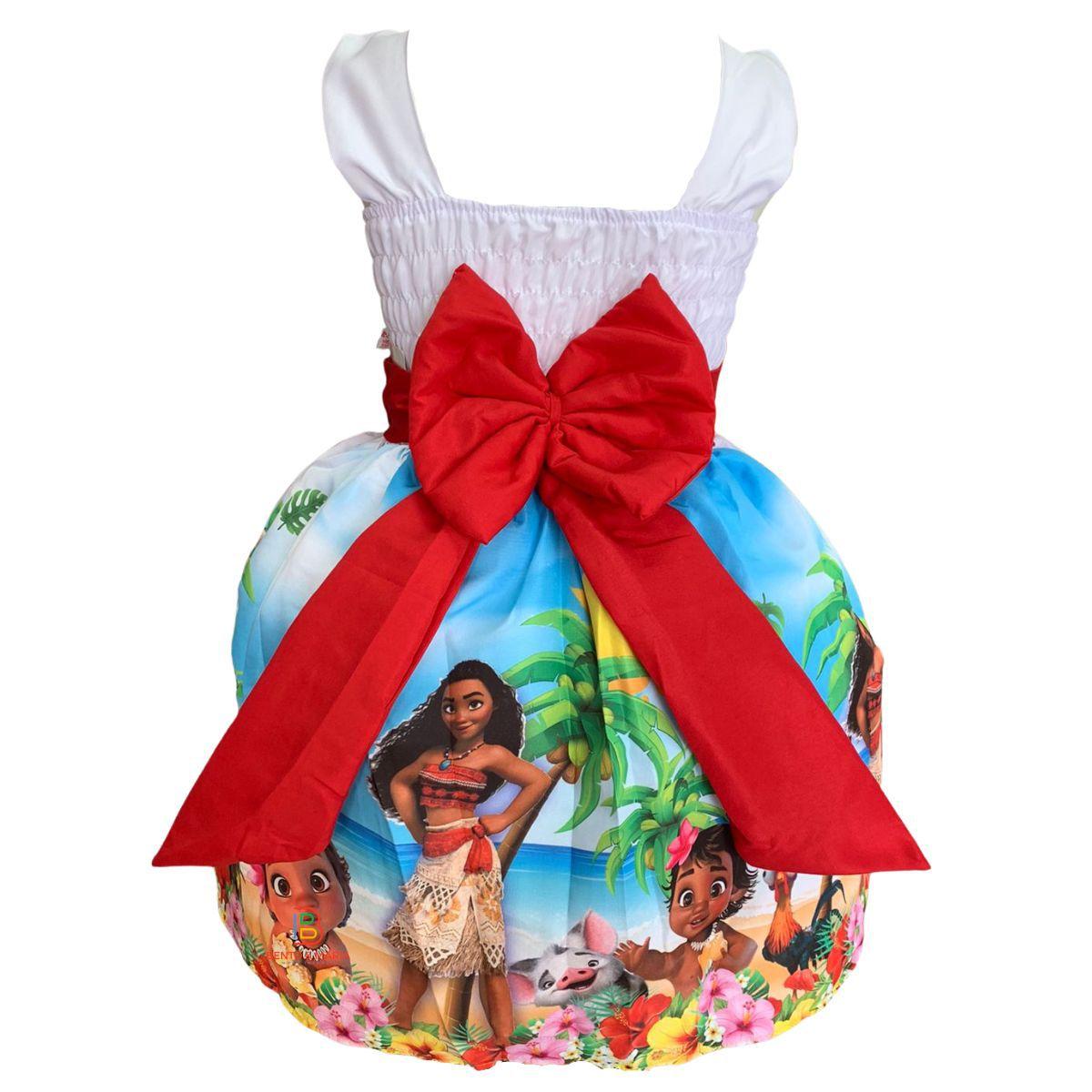 Vestido Moana adulta azul Temático Infantil 1 a 8 anos, Magalu Empresas