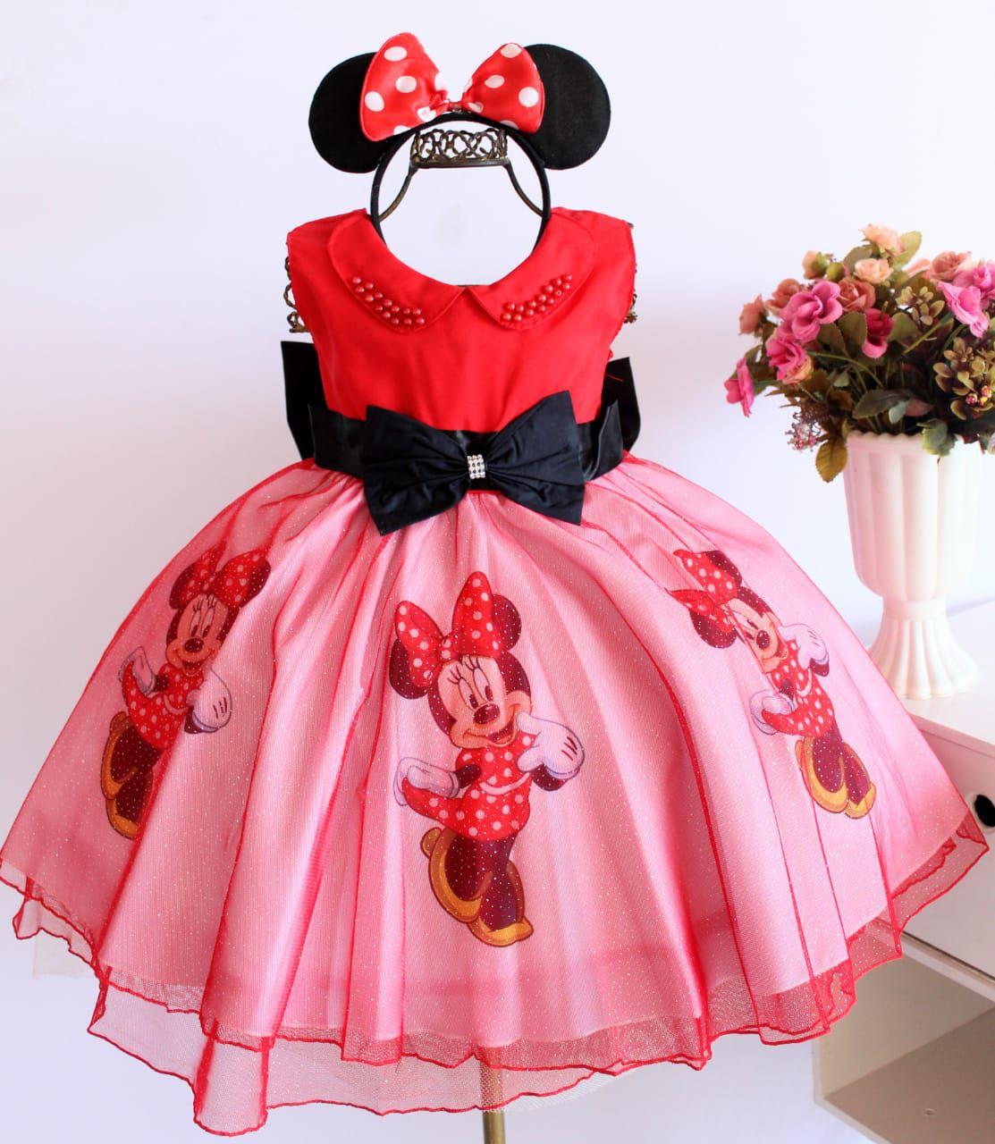 Tema Minnie Mouse Roupa De Aniversario Da Minnie Vermelha Fantasia Vestido  Vestido De Festa Da Minnie, image size:1113x1280