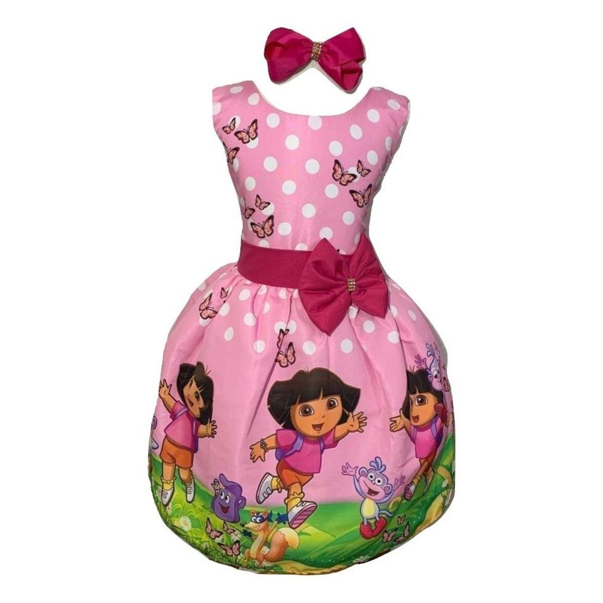 Vestido Infantil Temático Dora Aventureira - Pequenos Encantos Baby -  Vestido Infantil - Magazine Luiza
