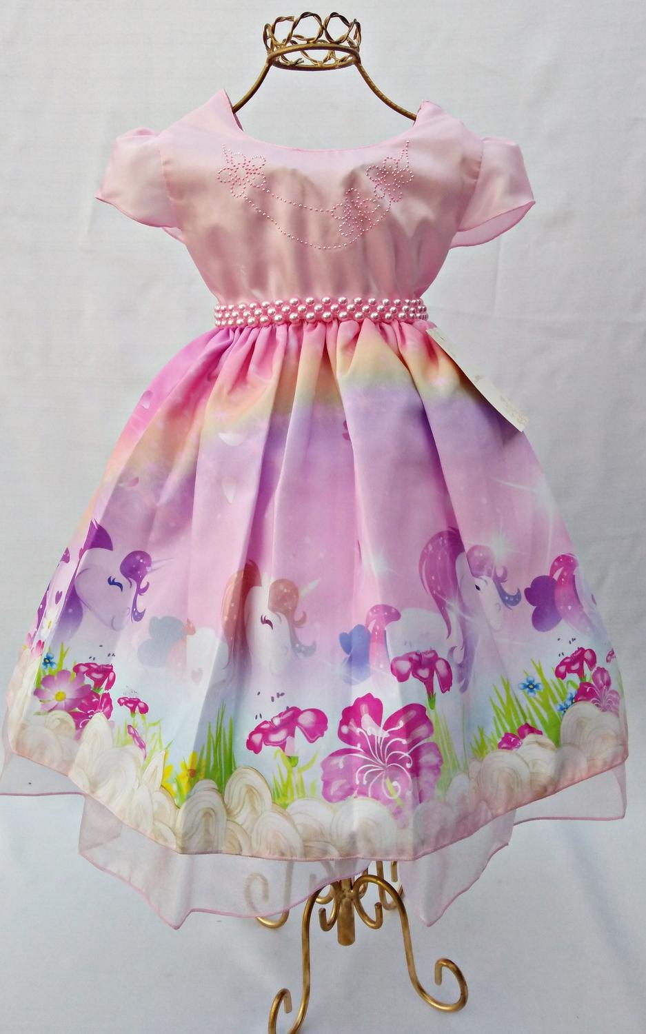 vestido luxo infantil unicornio