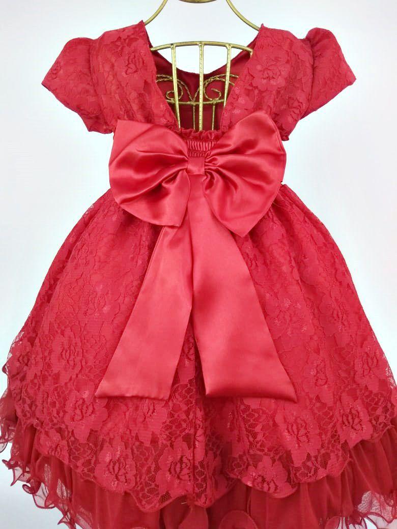 vestido de renda infantil vermelho