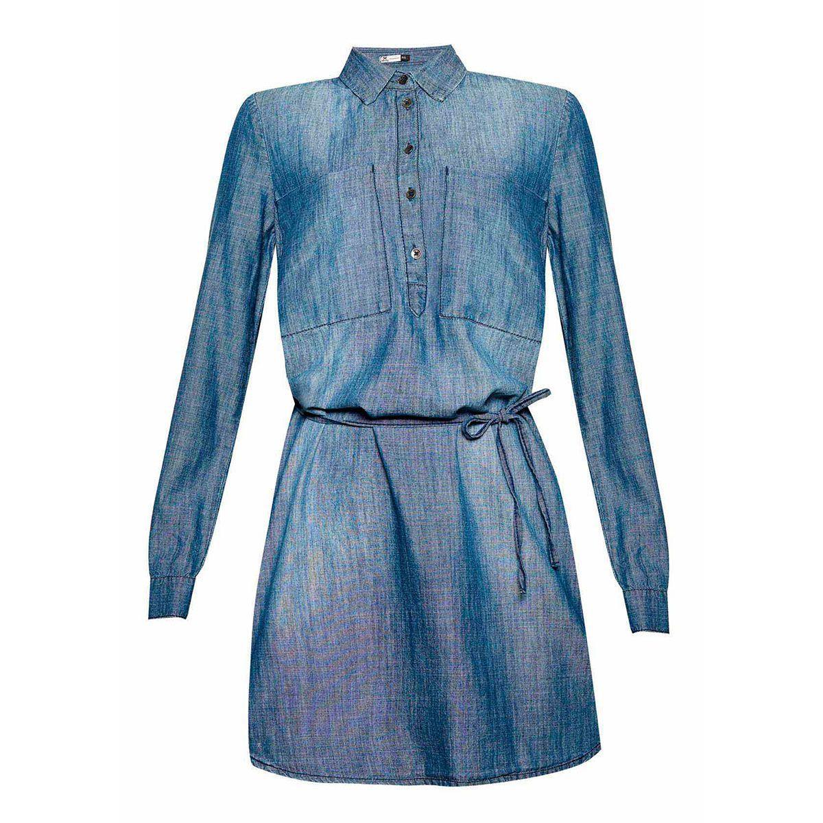 Vestido Jeans Chemise Com Amarração 