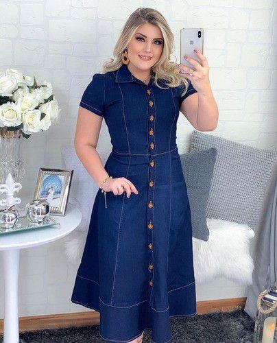 vestido jeans plus size barato