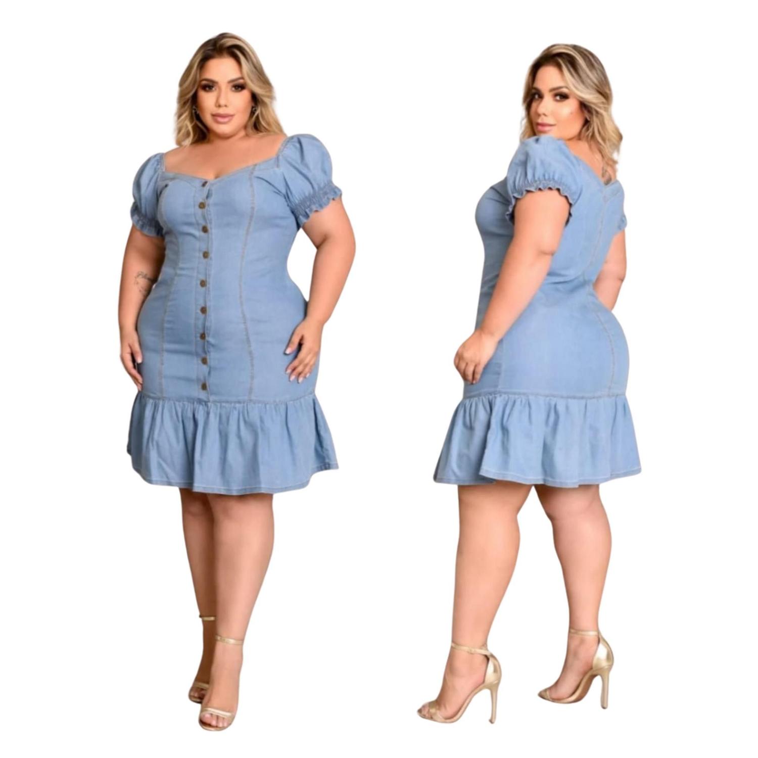 Plus Size Vestidos EvangÃ©licos Midi Vestido Jeans Vestidos